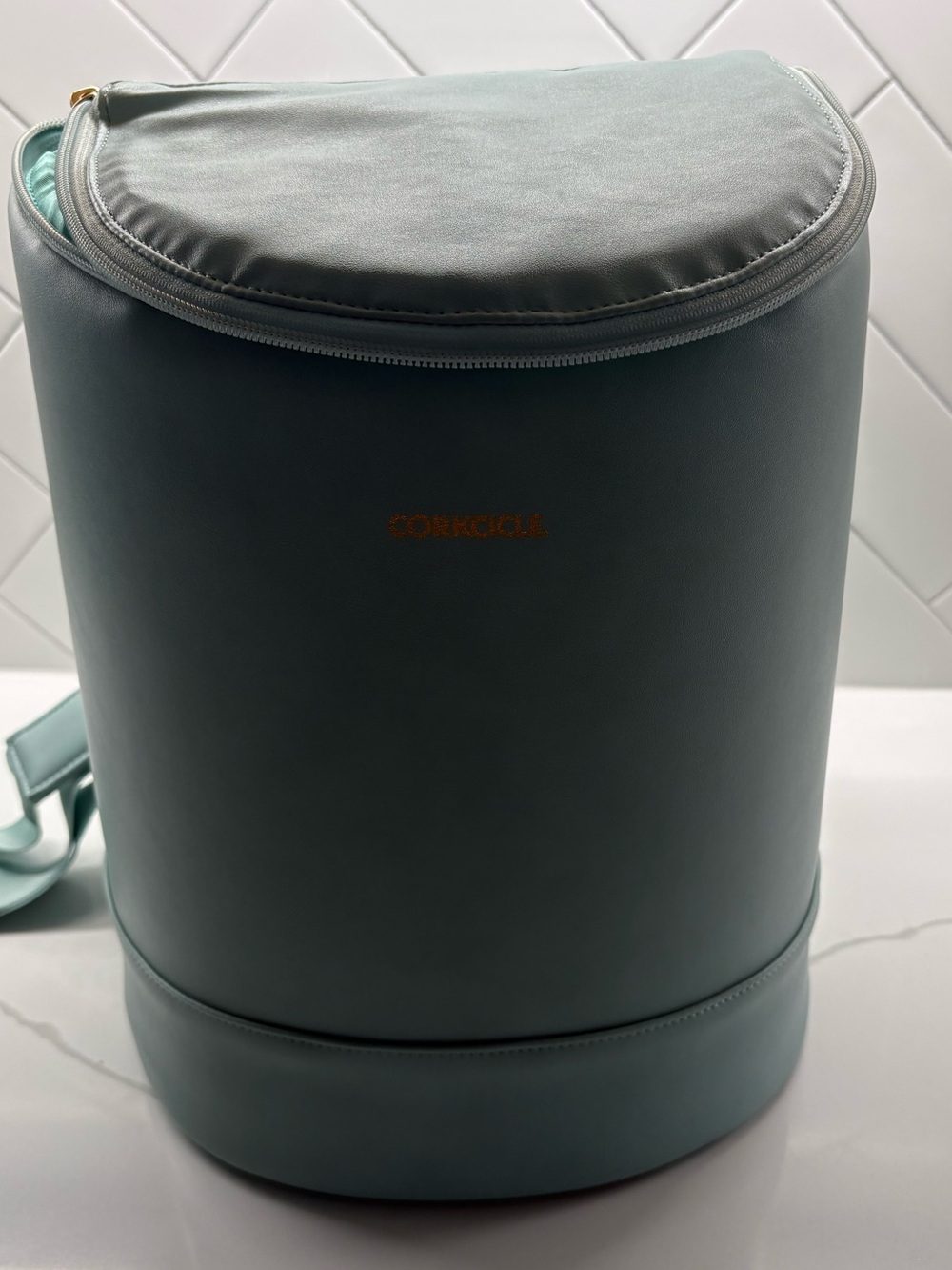 Corkcicle Mint Green Insulated Bottle Carrier with Strap